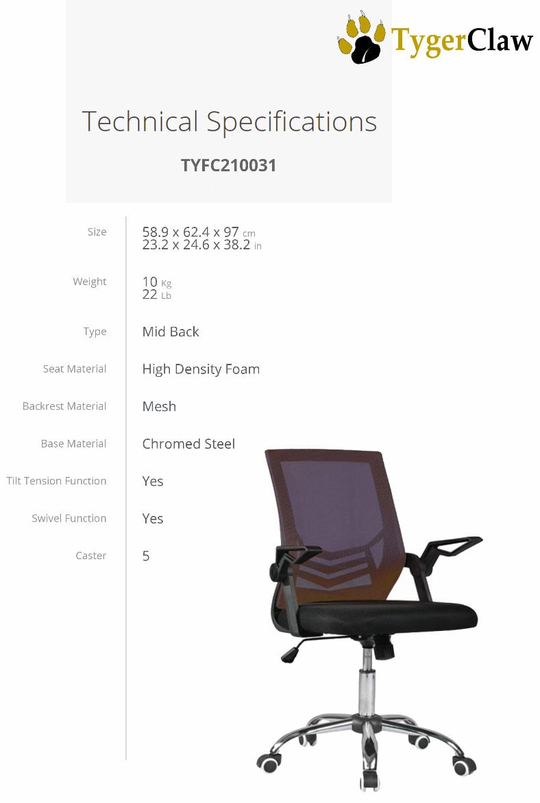 Tygerclaw mid back discount mesh office chair